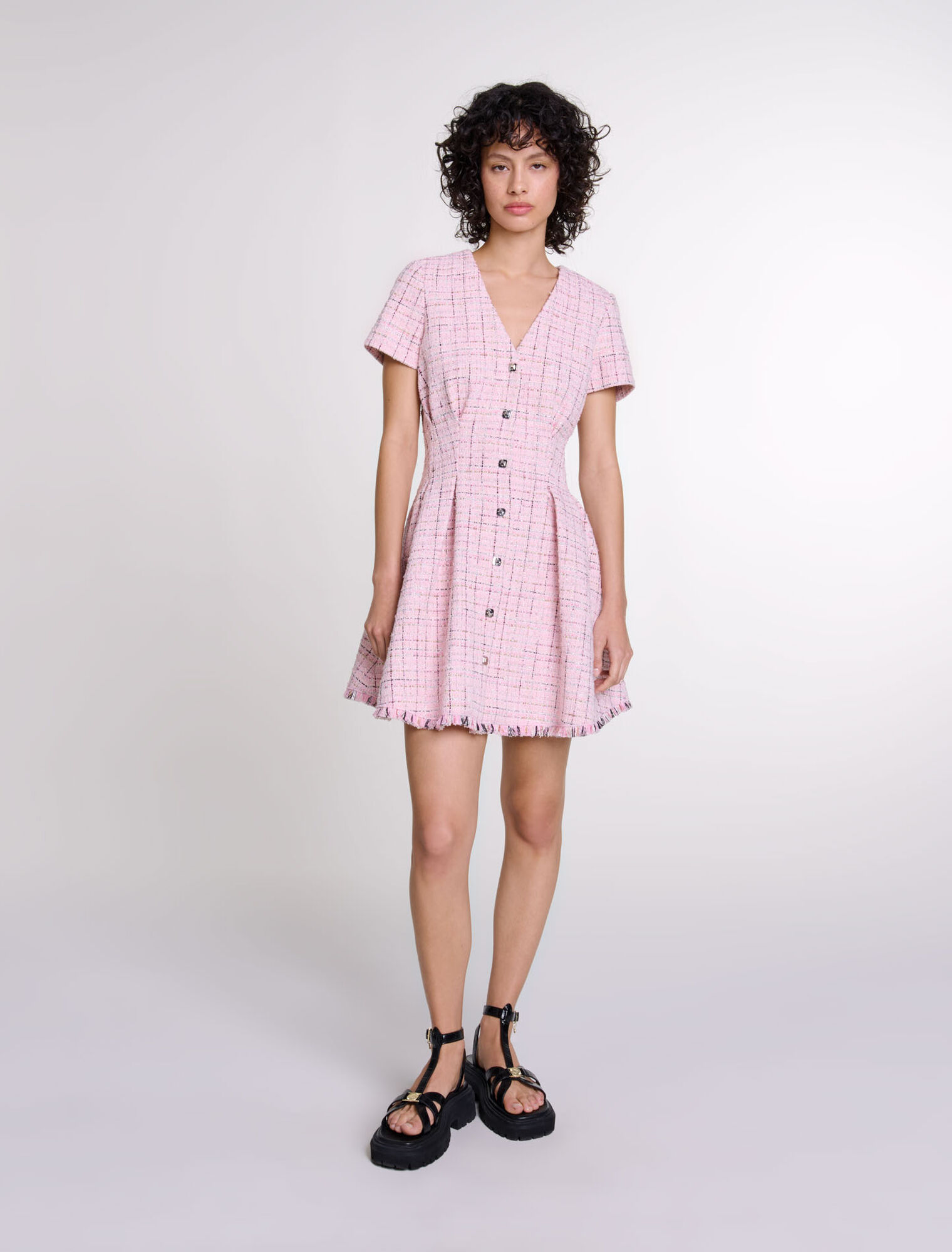 Vestido babydoll de tweed