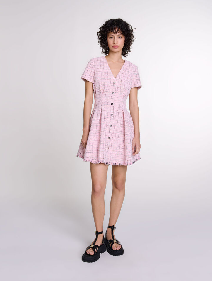 Vestido babydoll de tweed