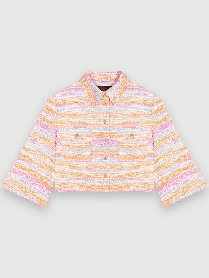Chaqueta corta de tweed brillante