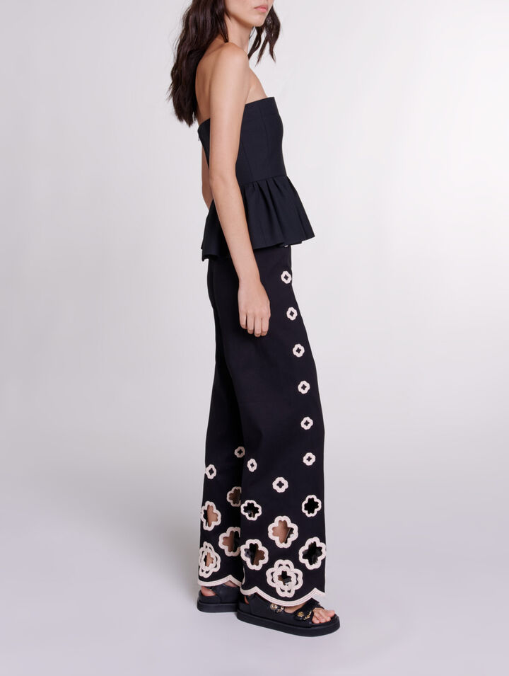 Pantalón ancho de ganchillo