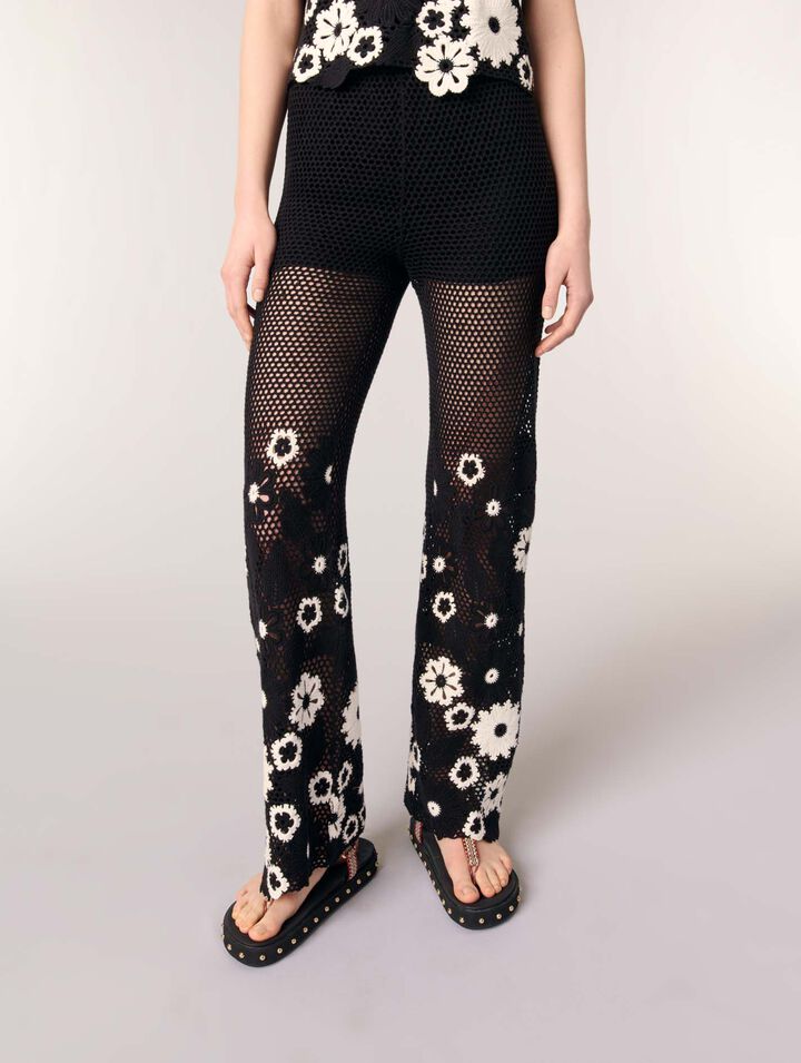 Pantalón de ganchillo floral
