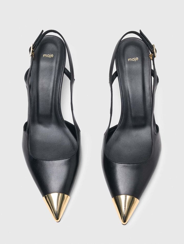 Zapatos de tacón slingback de piel