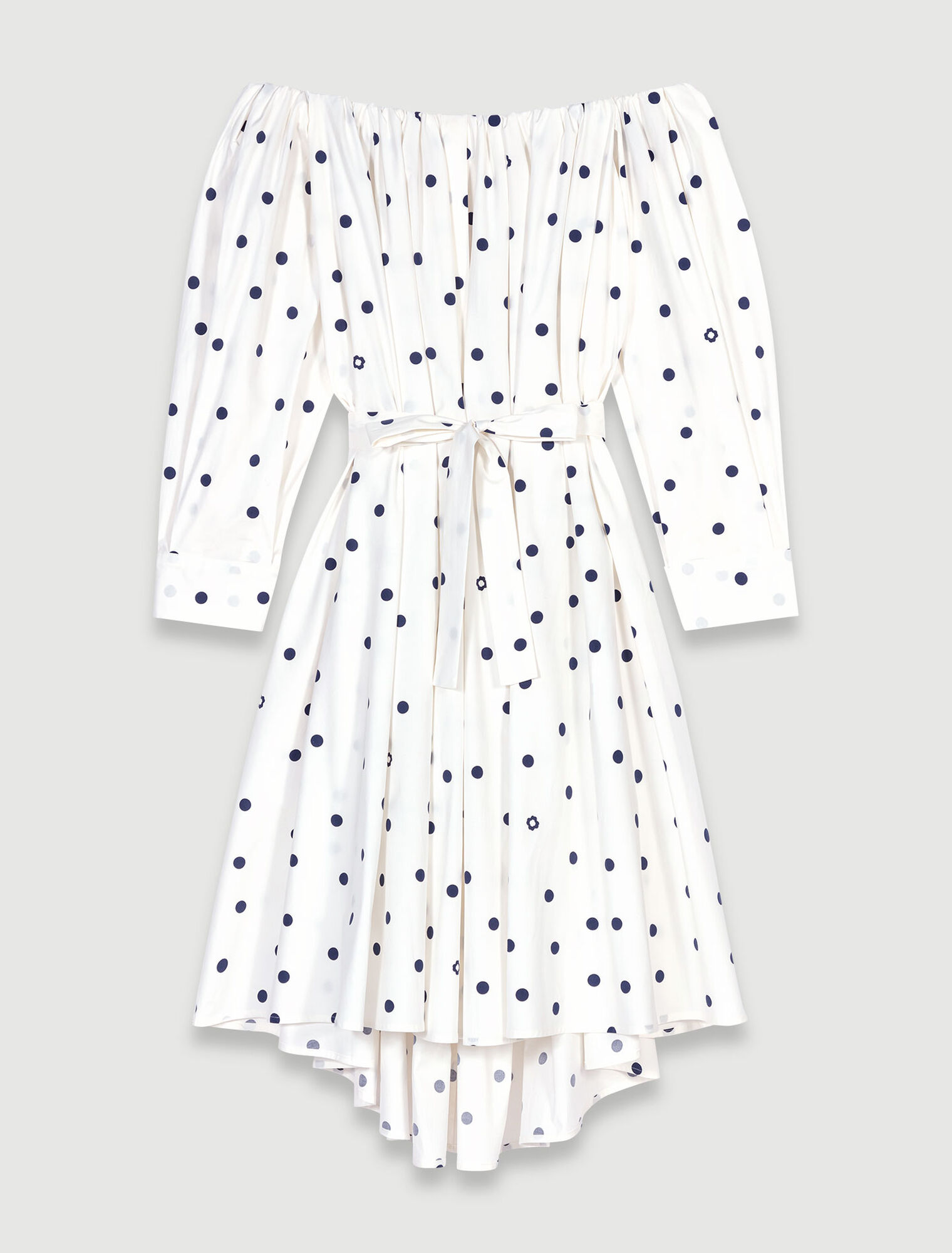 Vestido camisero con escote bardot 