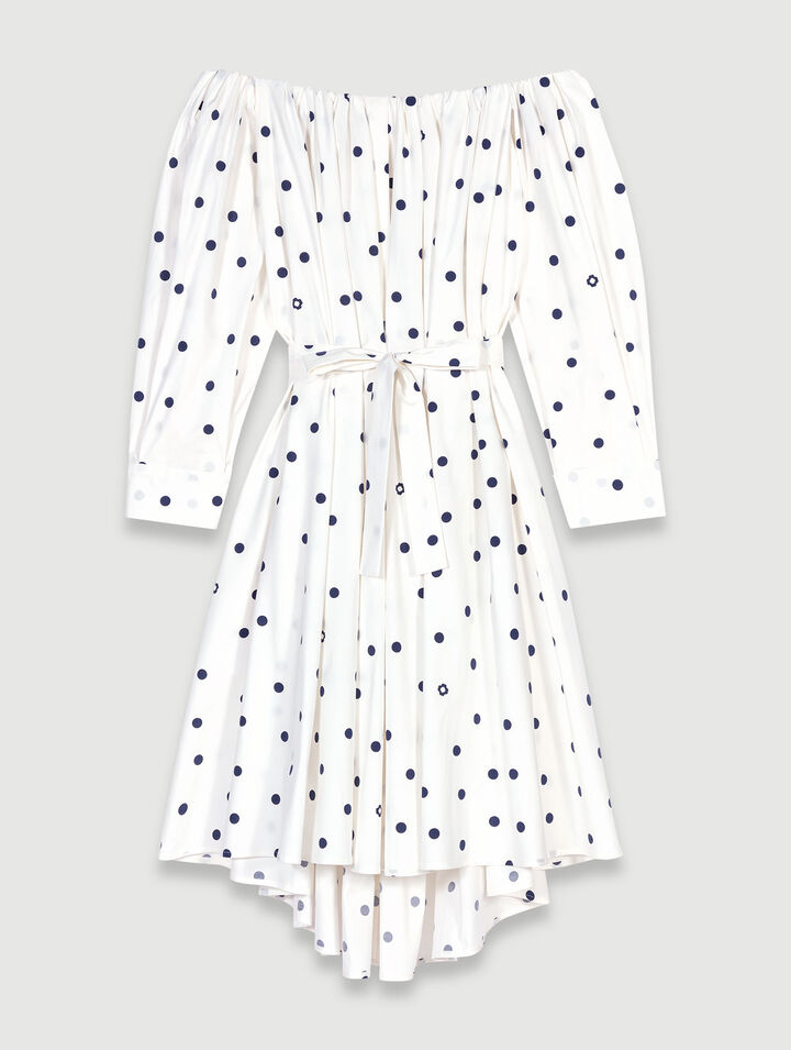 Vestido camisero con escote bardot 