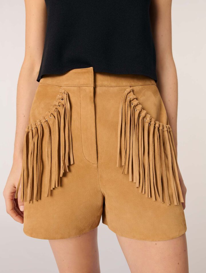 Short con flecos de nobuk