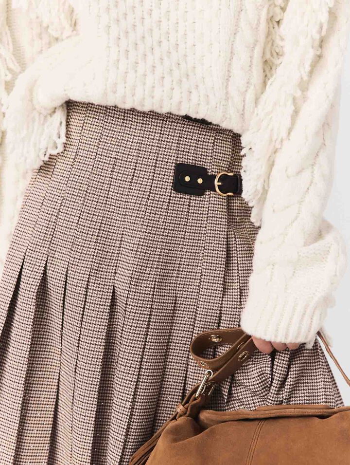 Falda midi plisada de cuadros