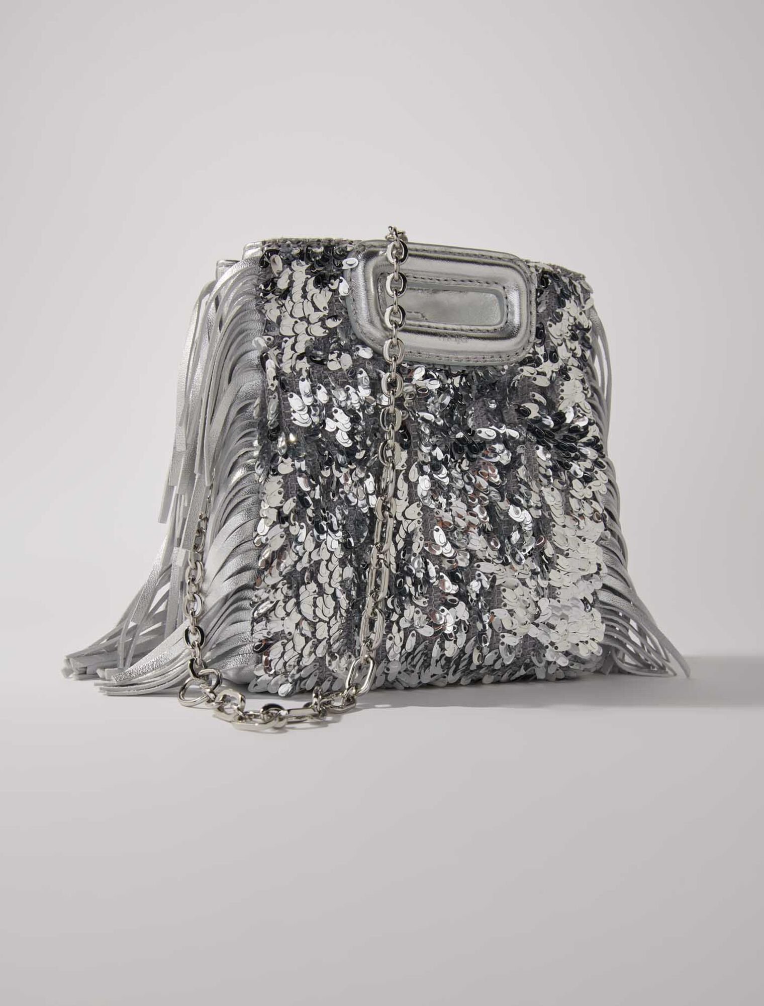Bolso M mini de lentejuelas plateadas