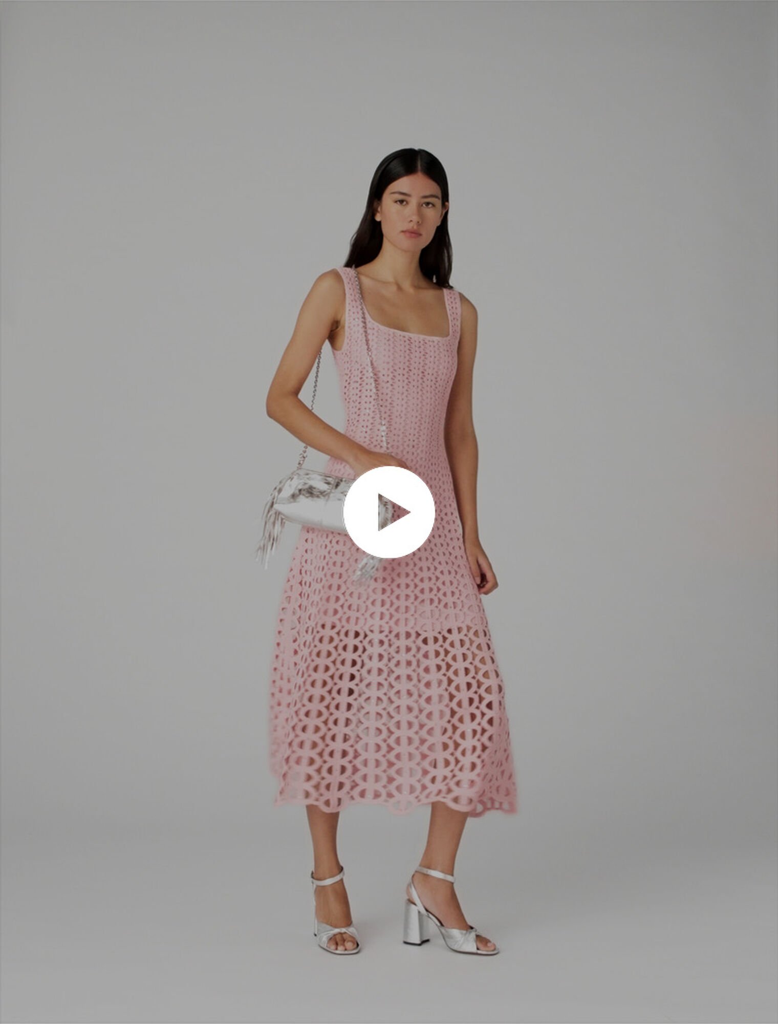 Vestido midi ganchillo con strass