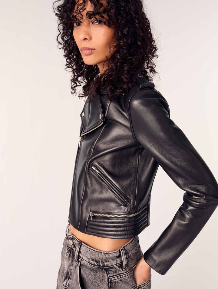 Cazadora de cuero tipo biker