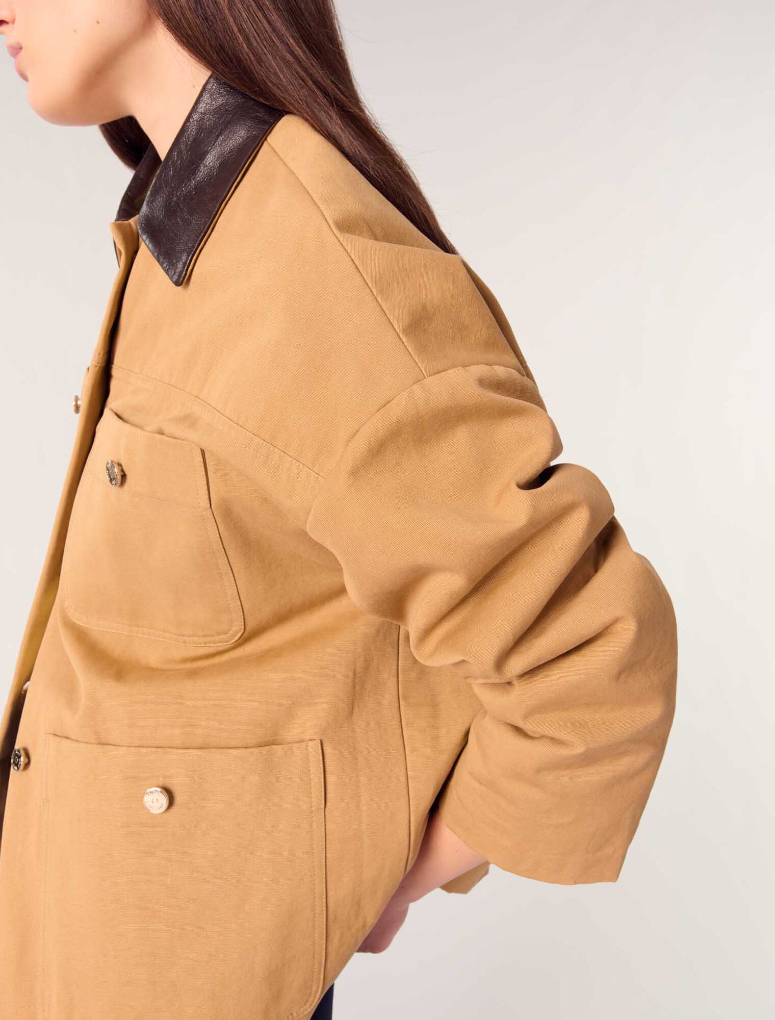 Abrigo de algodón con cuello de piel