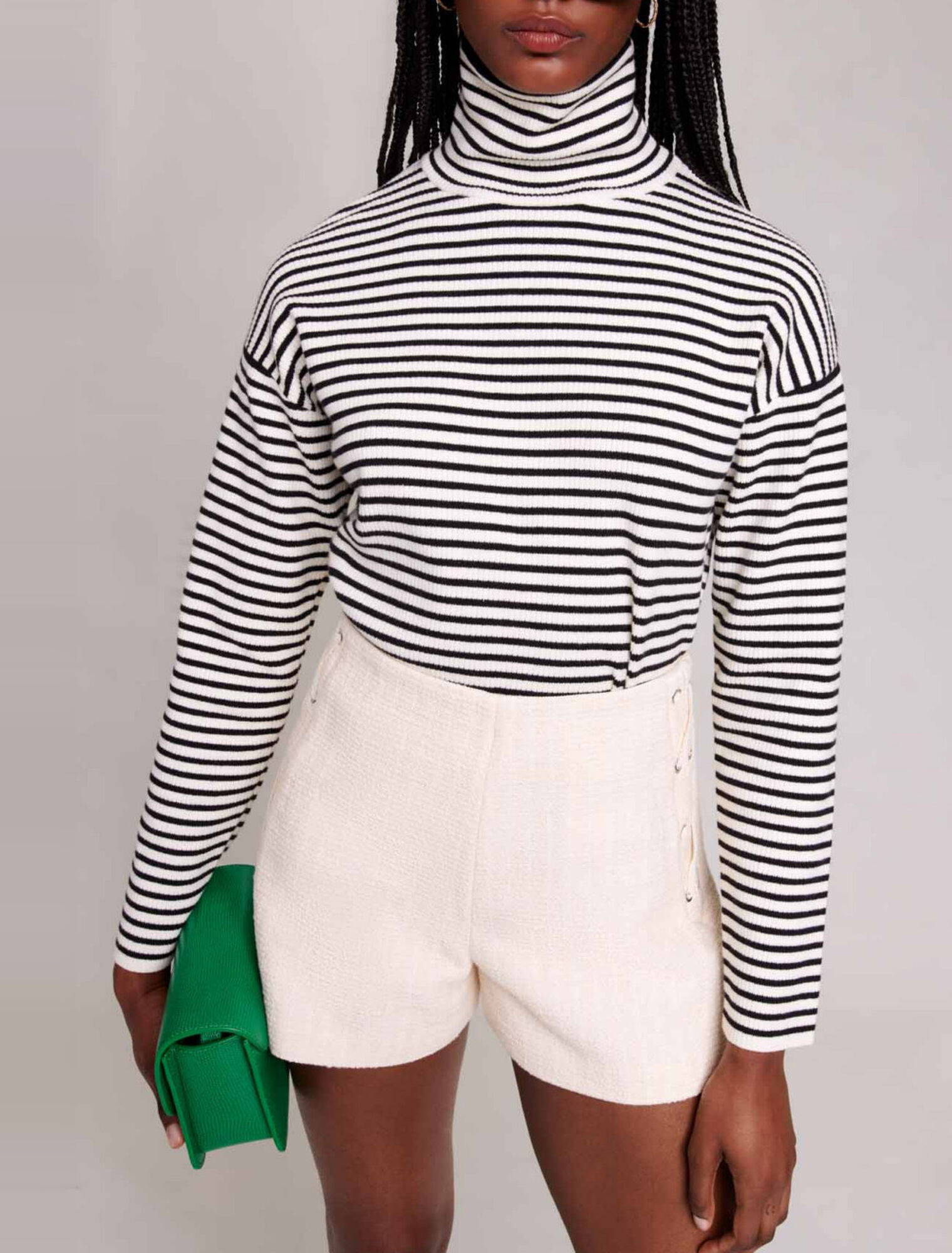 Pantalón corto acampanado de tweed