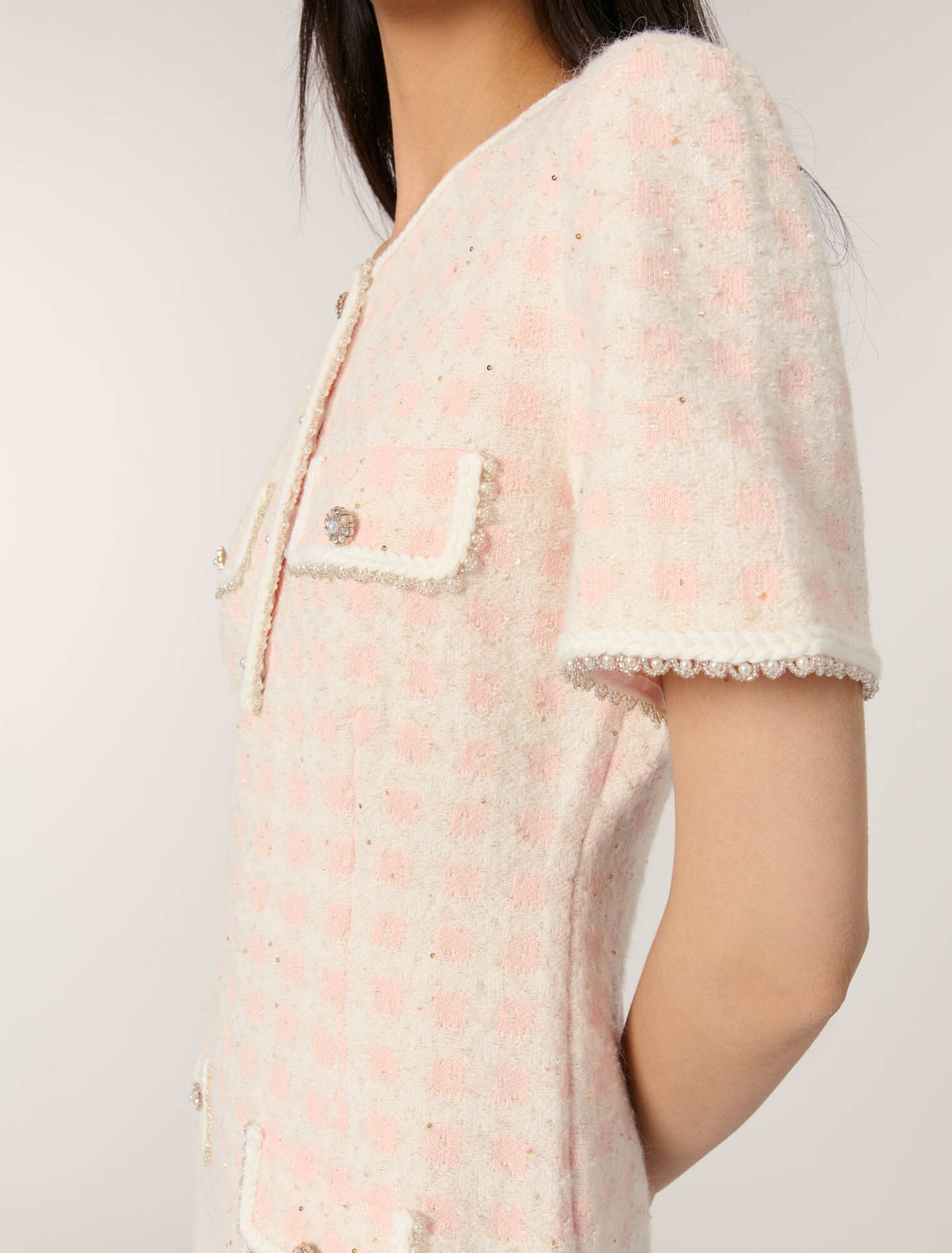 Vestido corto de punto efecto tweed