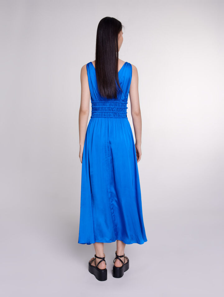 Vestido satinado calado