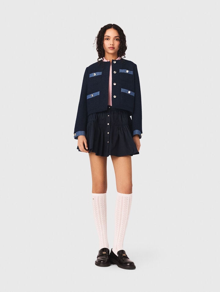 Chaqueta de tweed y galones denim