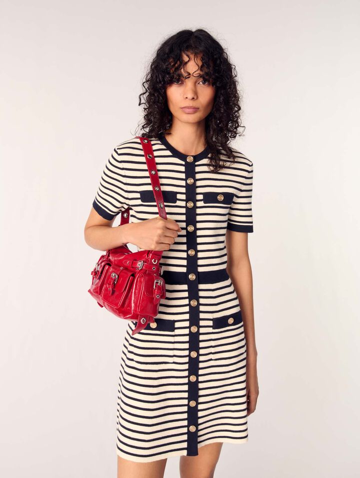 Vestido corto de punto de canalé