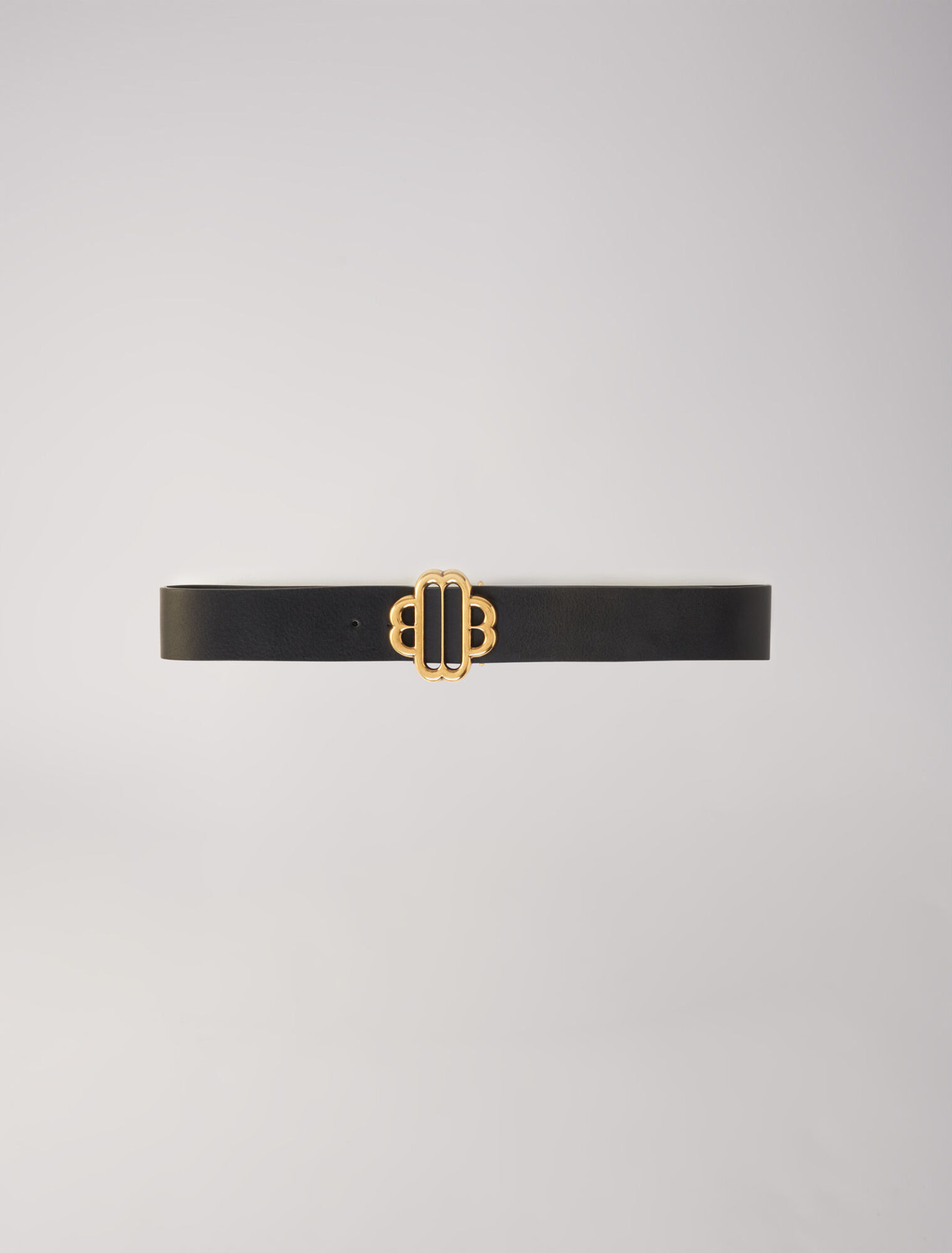 Cintur&oacute;n de piel con logotipo Clover