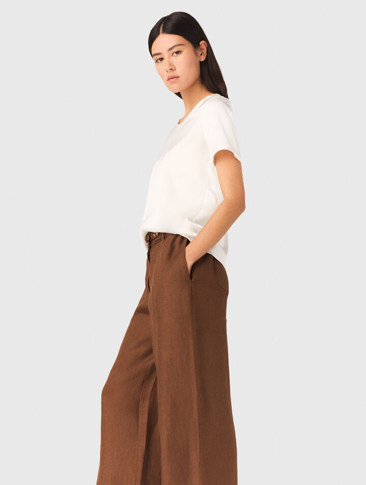 Top de manga corta de seda