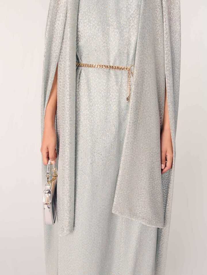 Vestido largo con capa de lurex