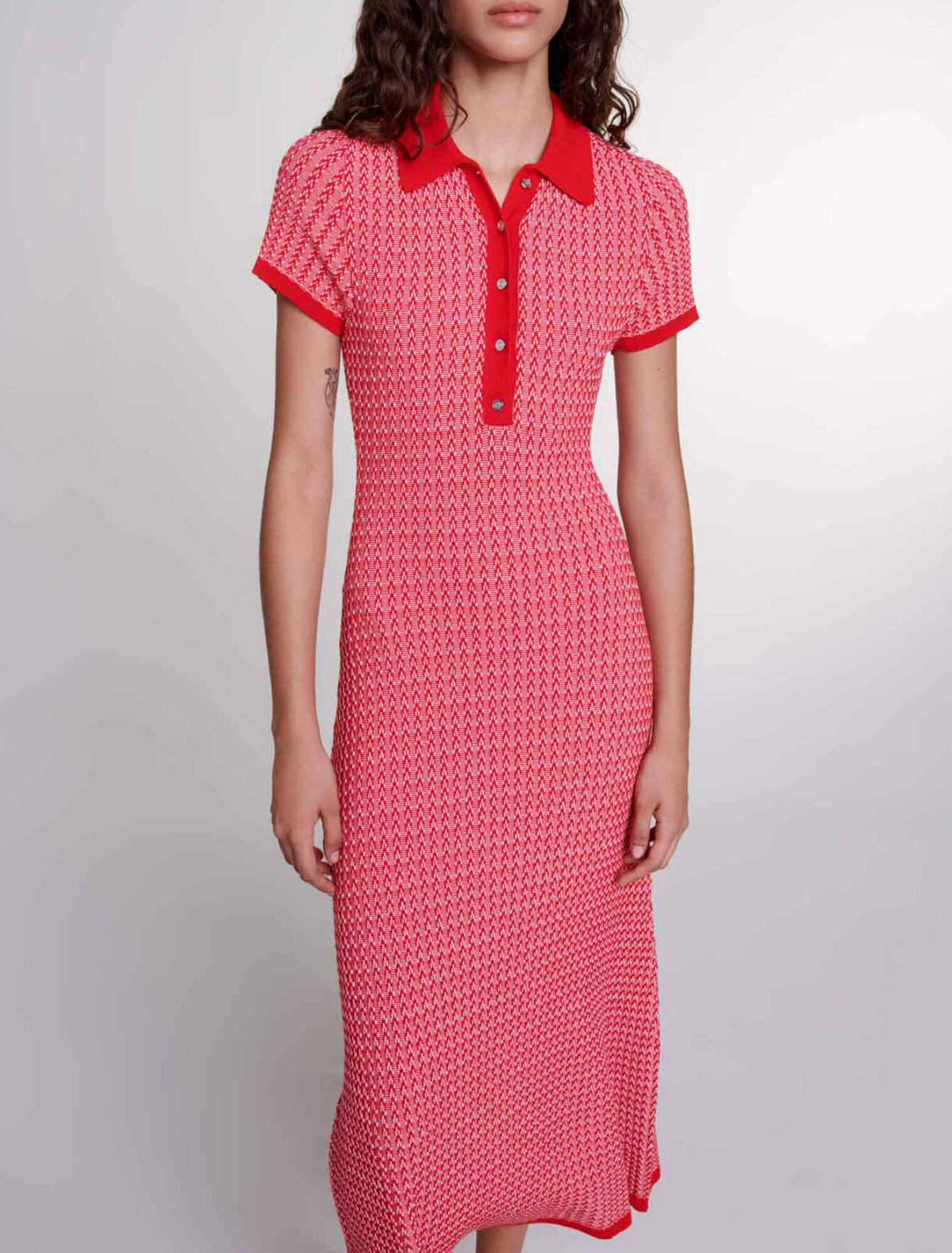Vestido largo de punto de espiga