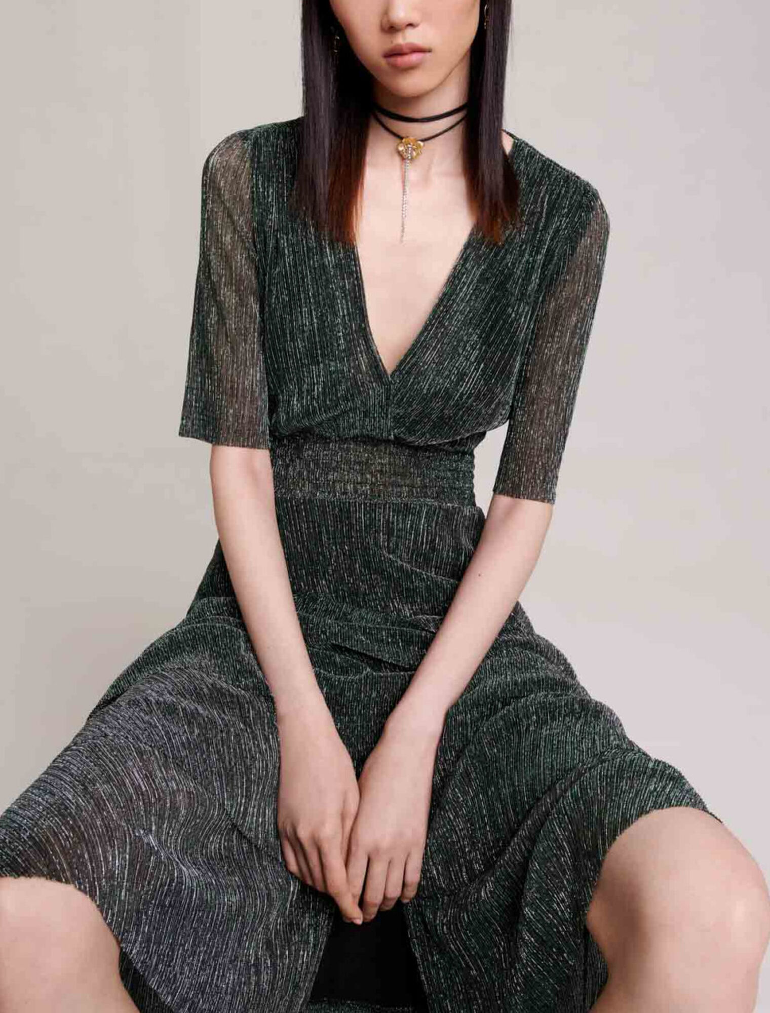 Vestido totalmente de lamé
