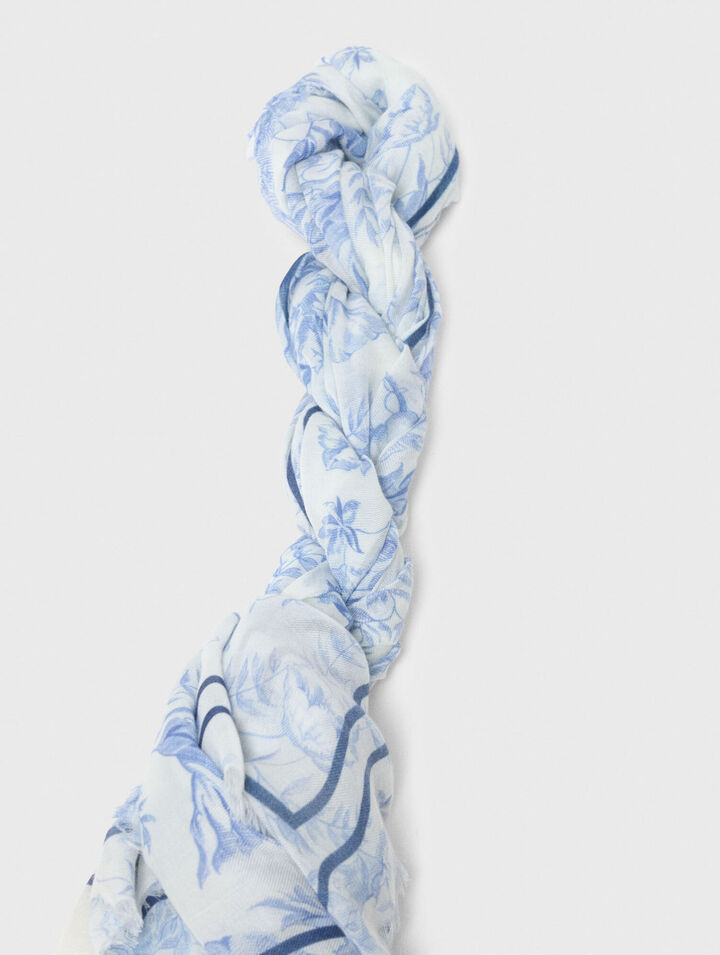 Chal de lana mixta estampado floral