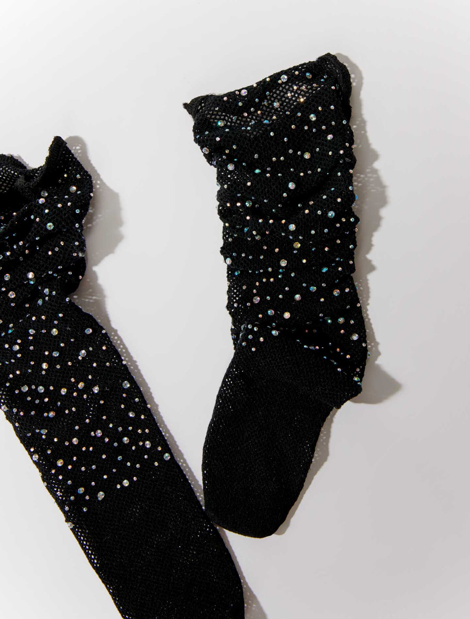Calcetines de rejilla con strass