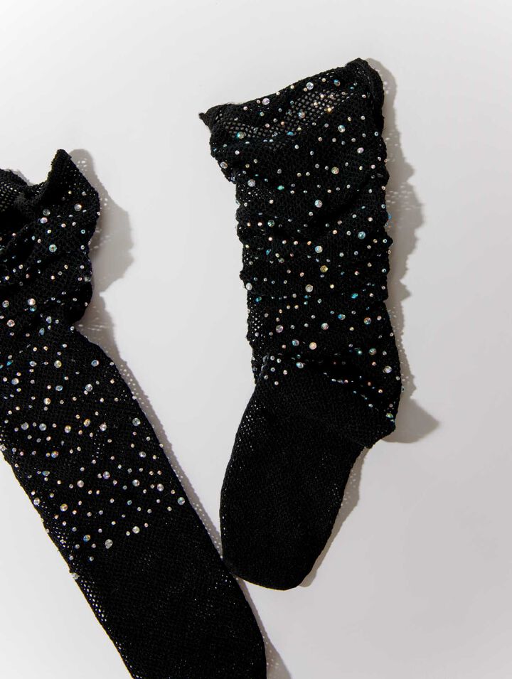 Calcetines de rejilla con strass