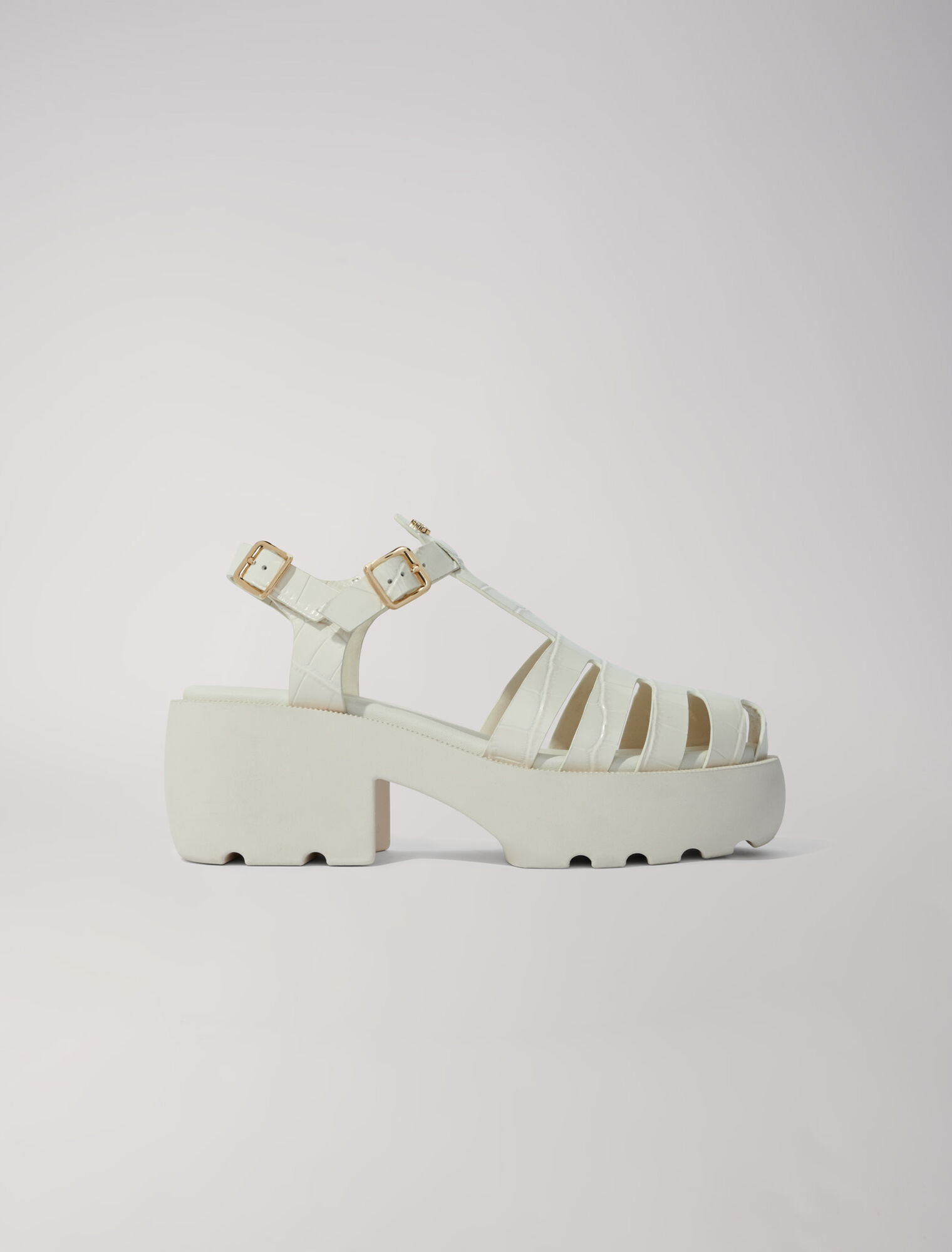 Sandalias de suela dentada en piel