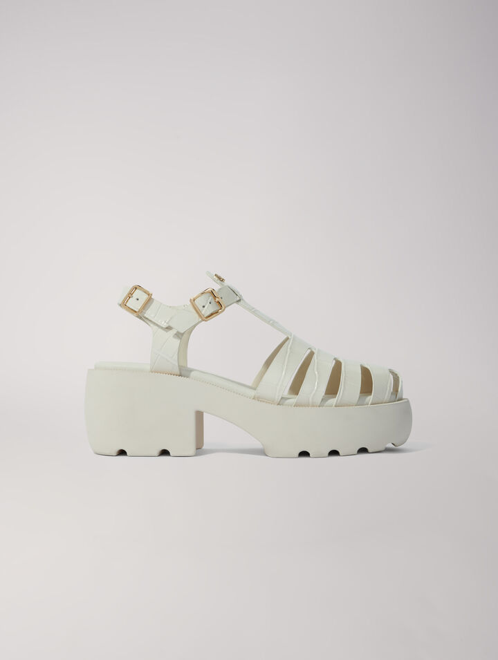 Sandalias de suela dentada en piel