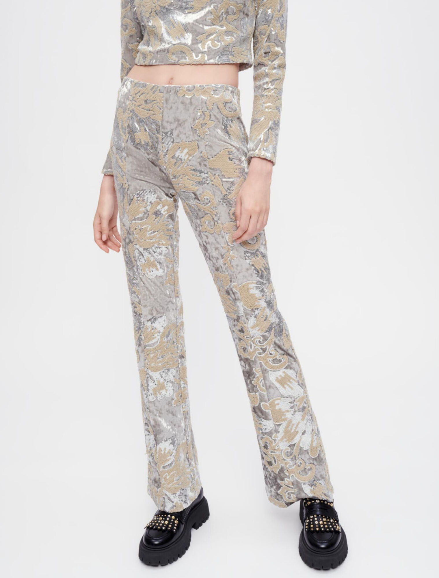 Pantalón bordado con lentejuelas