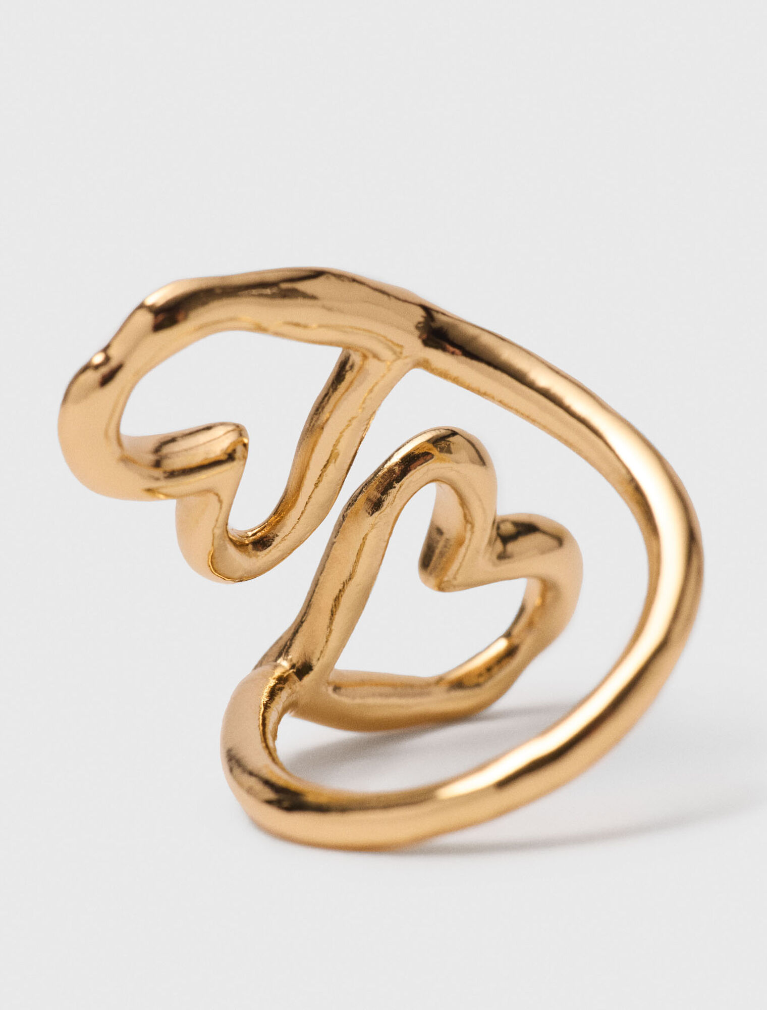 Anillo doble corazón chapado oro