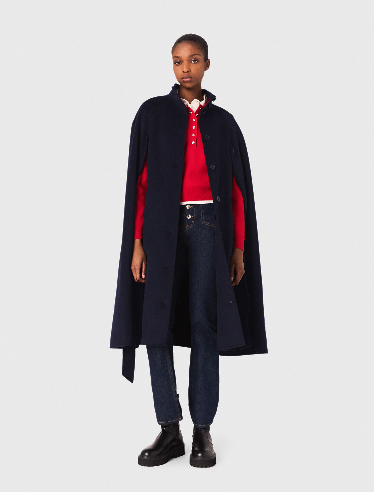 Abrigo largo reversible con capa