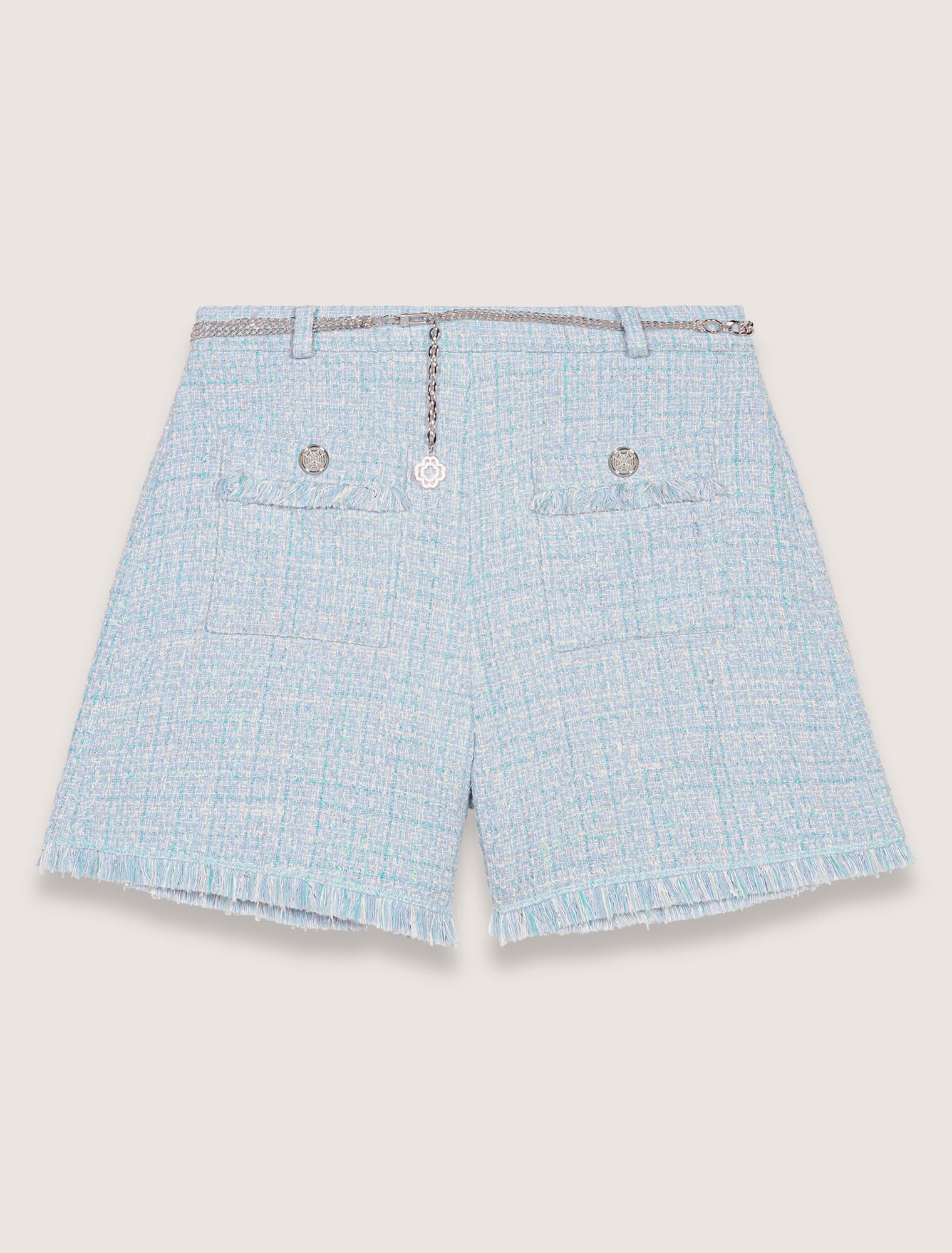 Short de tweed con cinturón