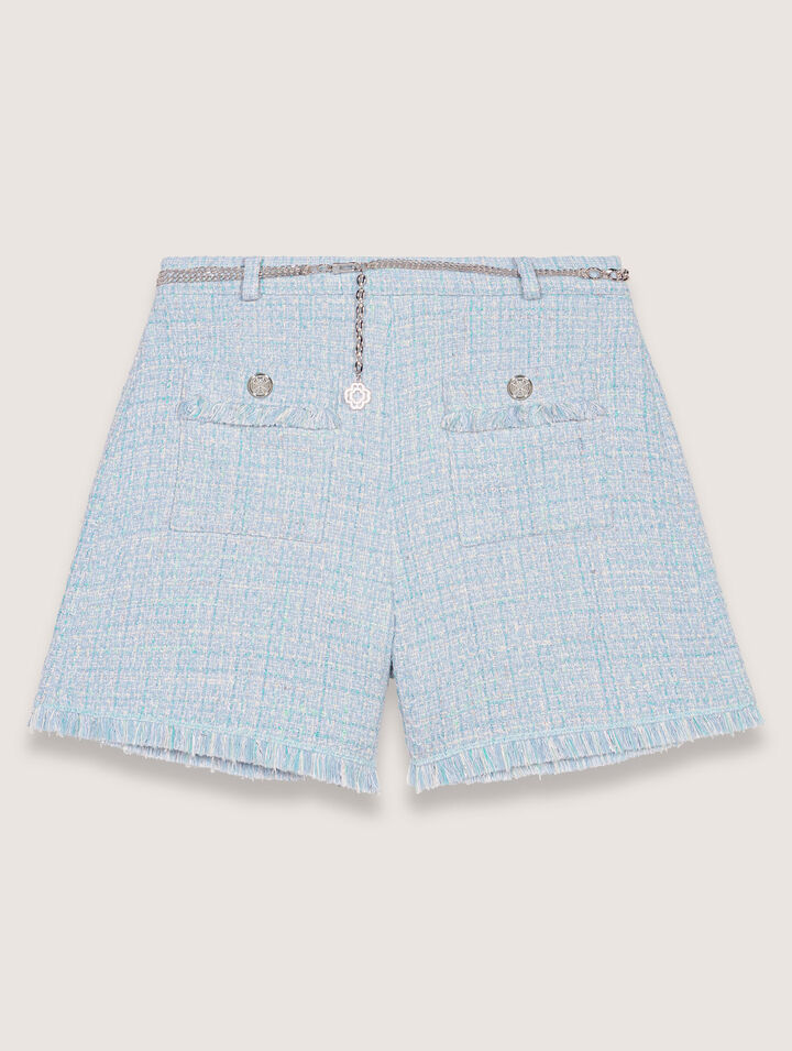 Short de tweed con cinturón