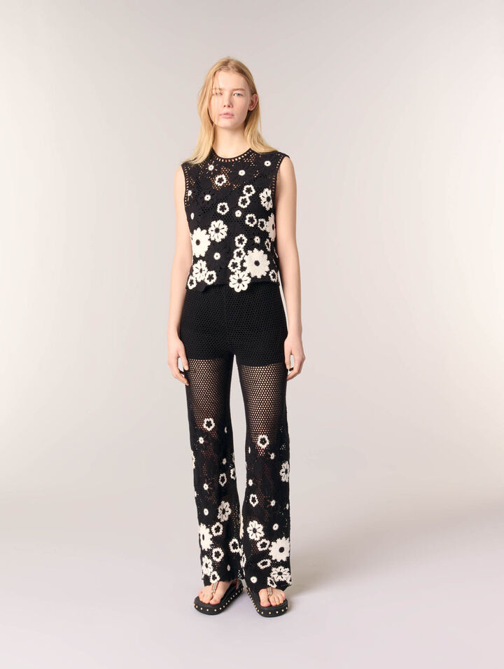 Pantalón de ganchillo floral