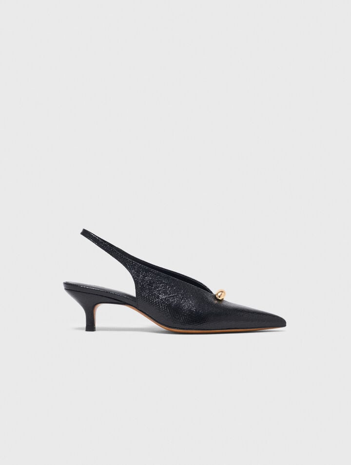 Slingbacks de piel grabada