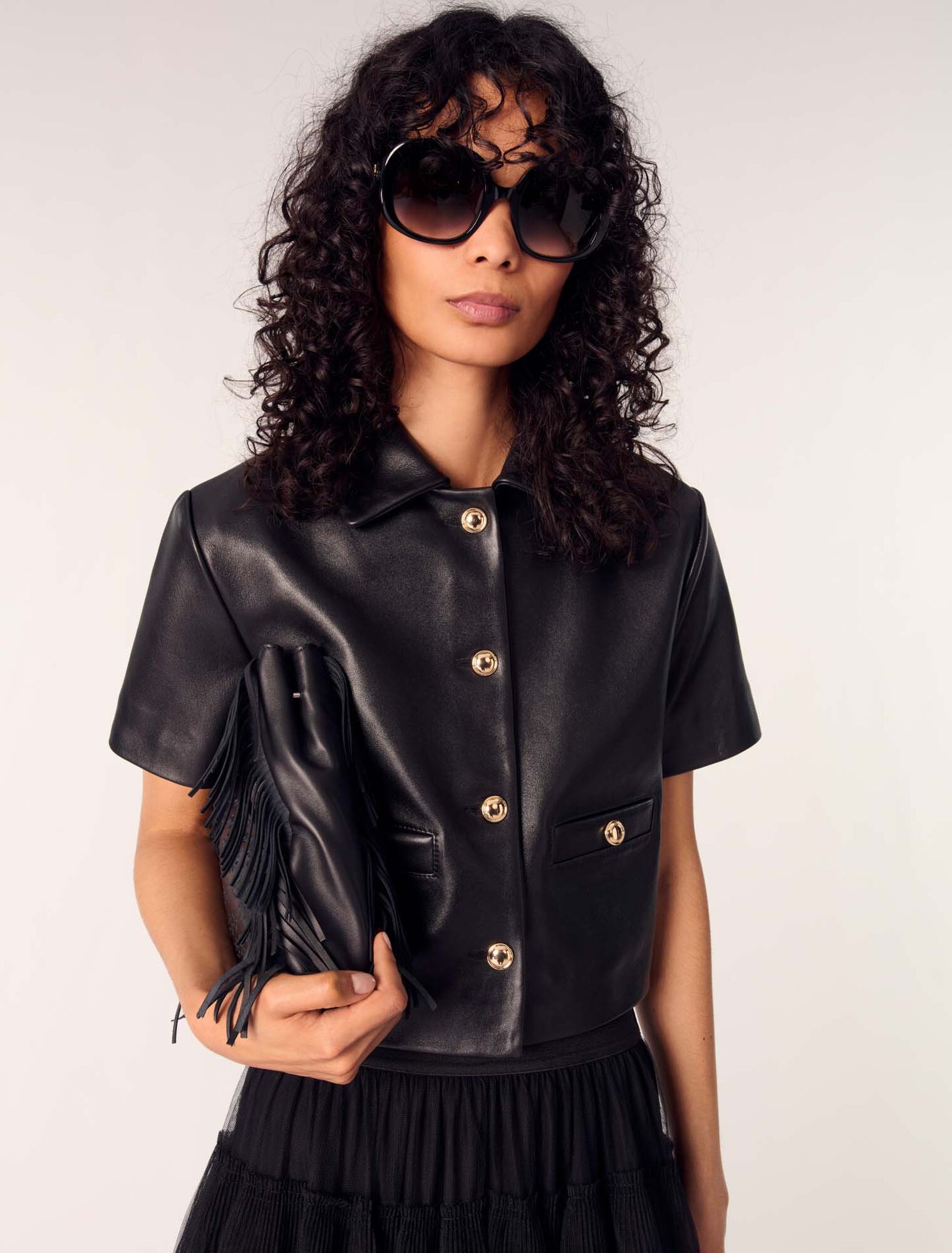 Chaqueta corta de piel