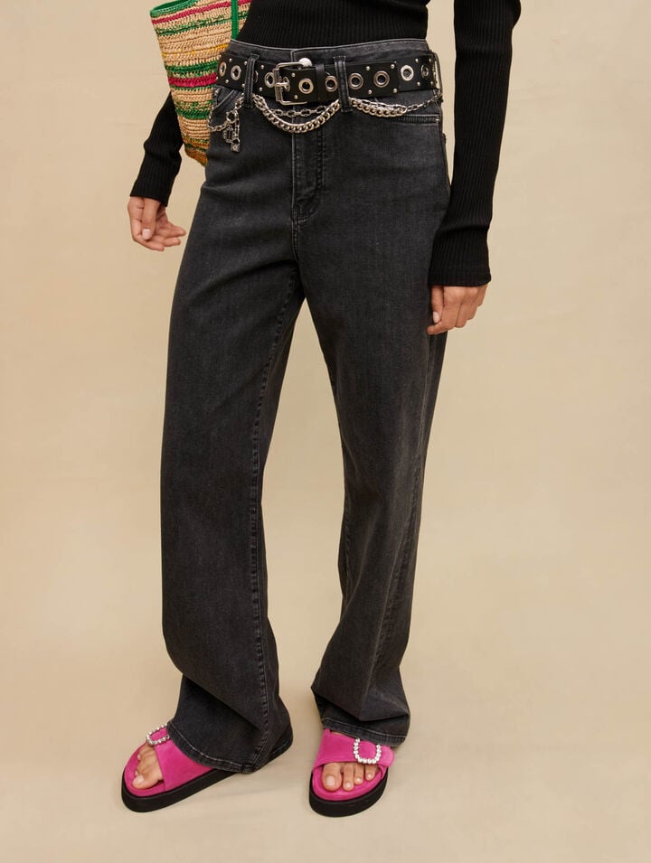 Vaquero baggy negro con cintur&oacute;n