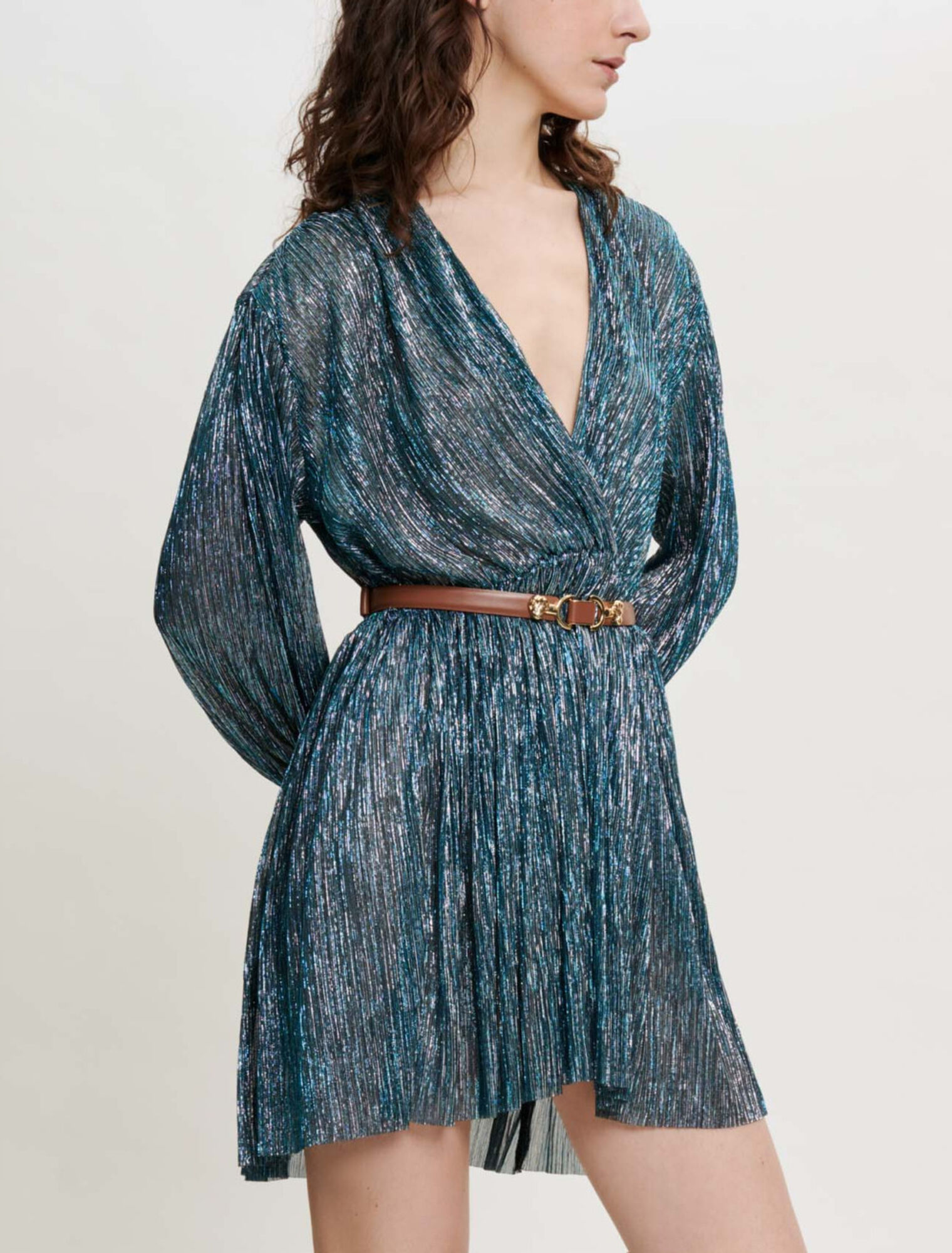 Vestido plisado con brillos