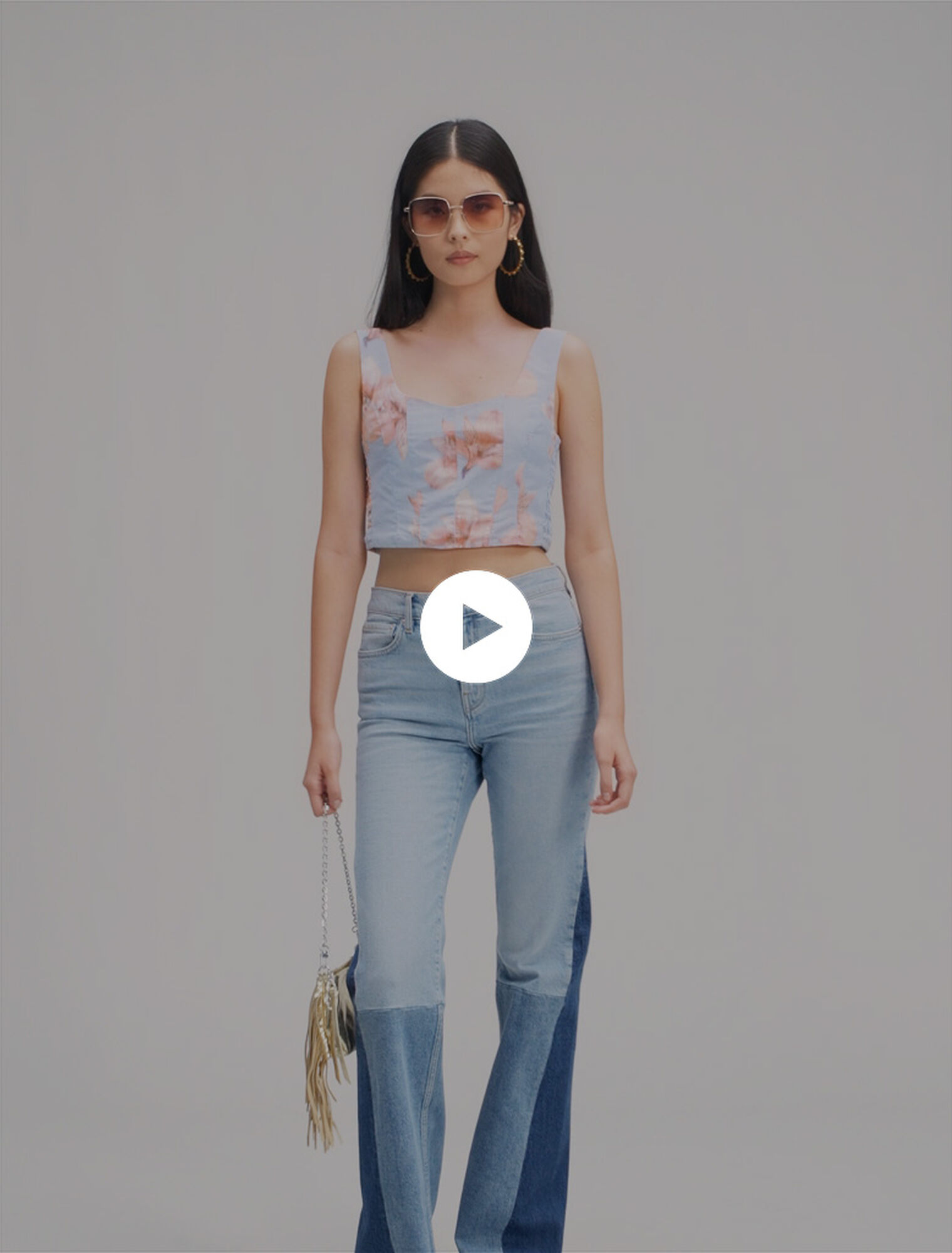 Top de tafetán estampado