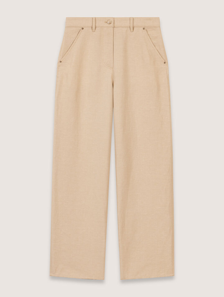 Pantalón de traje de lino y algodón