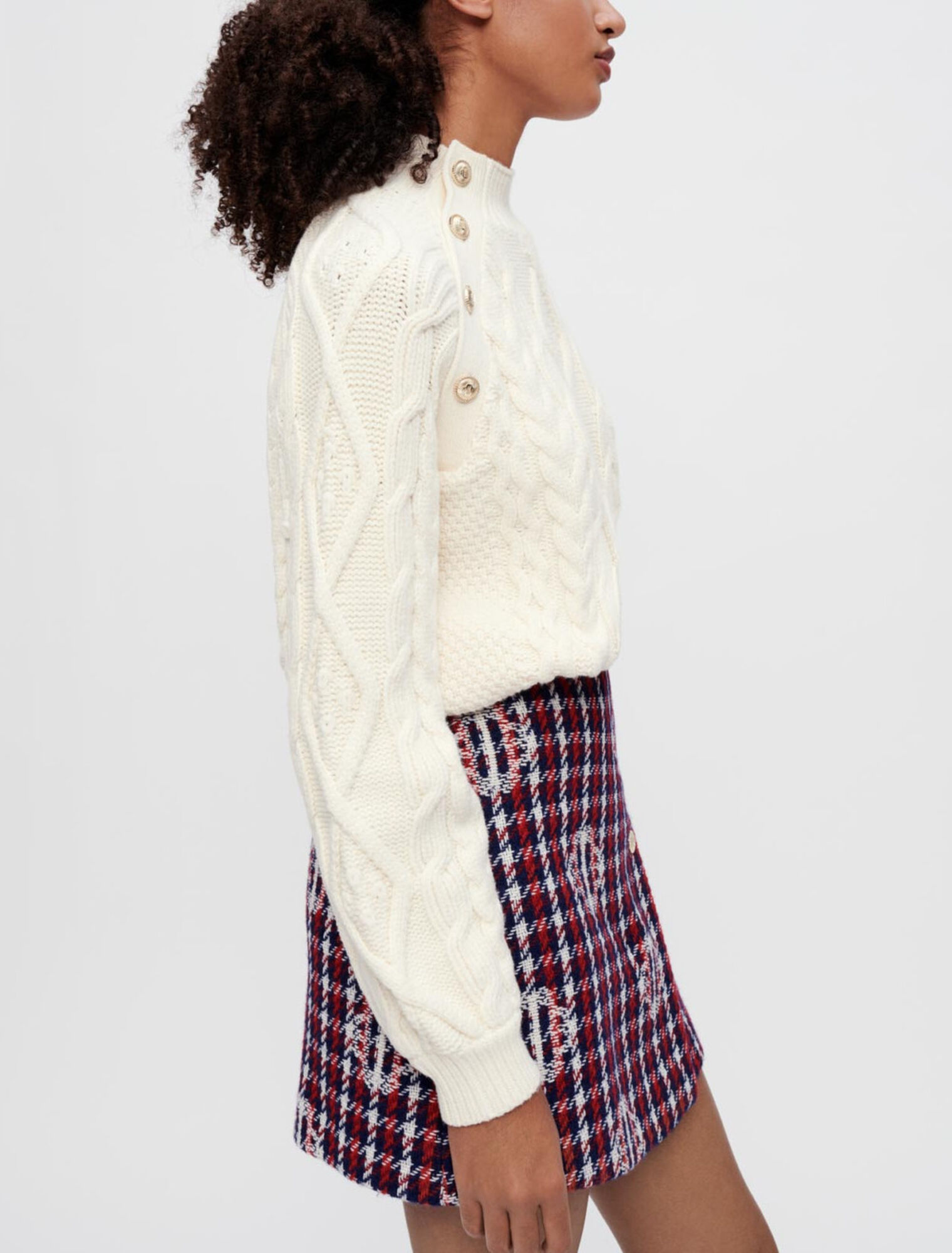 Falda jacquard de cuadros Clover