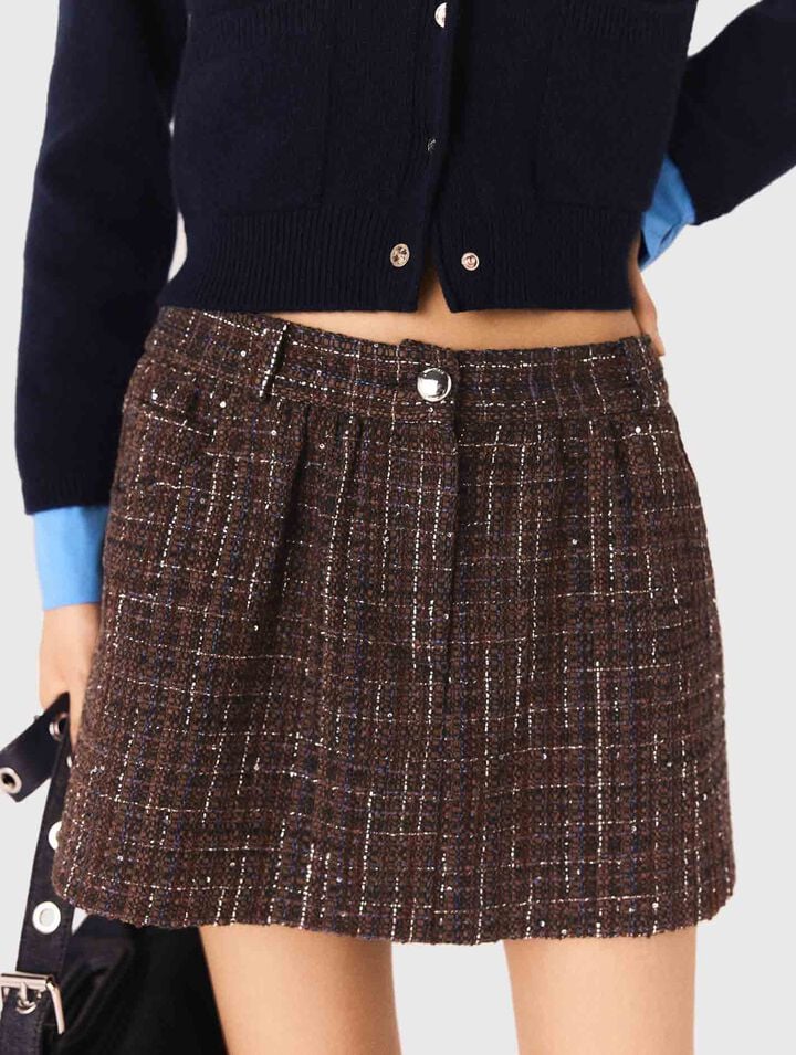 Short de tweed con banda elástica