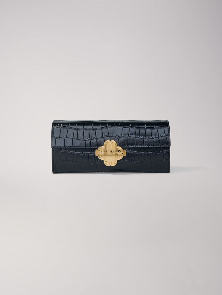 Bolso en cuero repujado de cocodrilo
