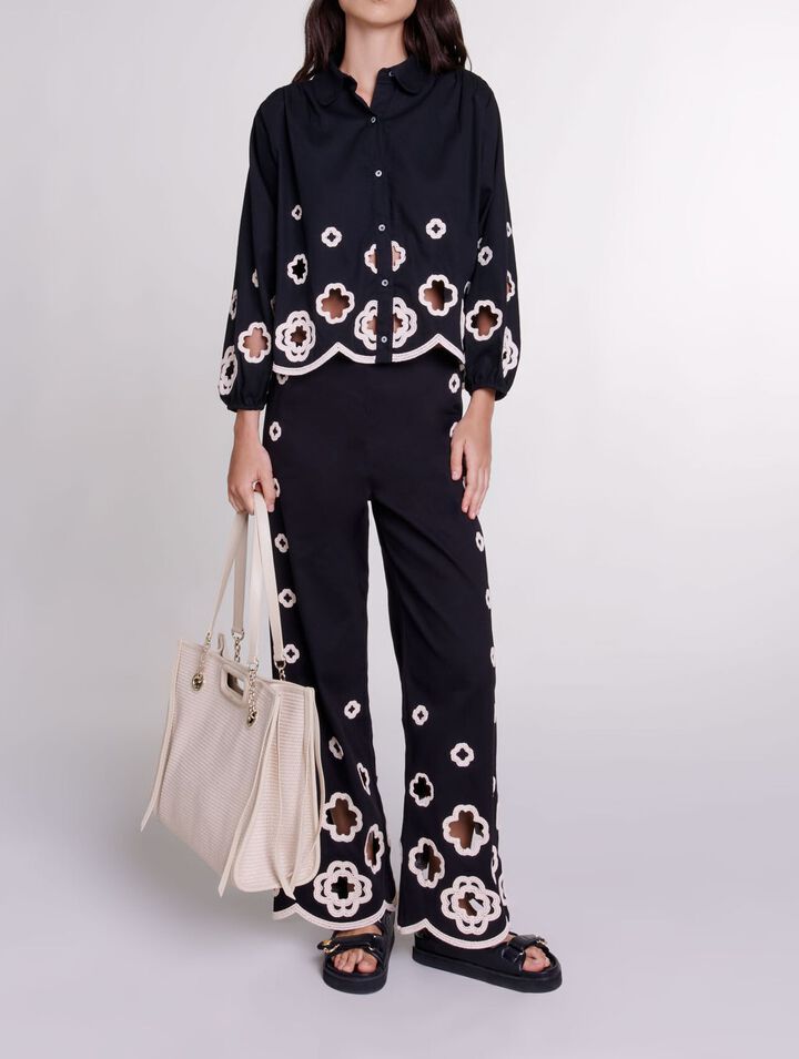 Pantalón ancho de ganchillo