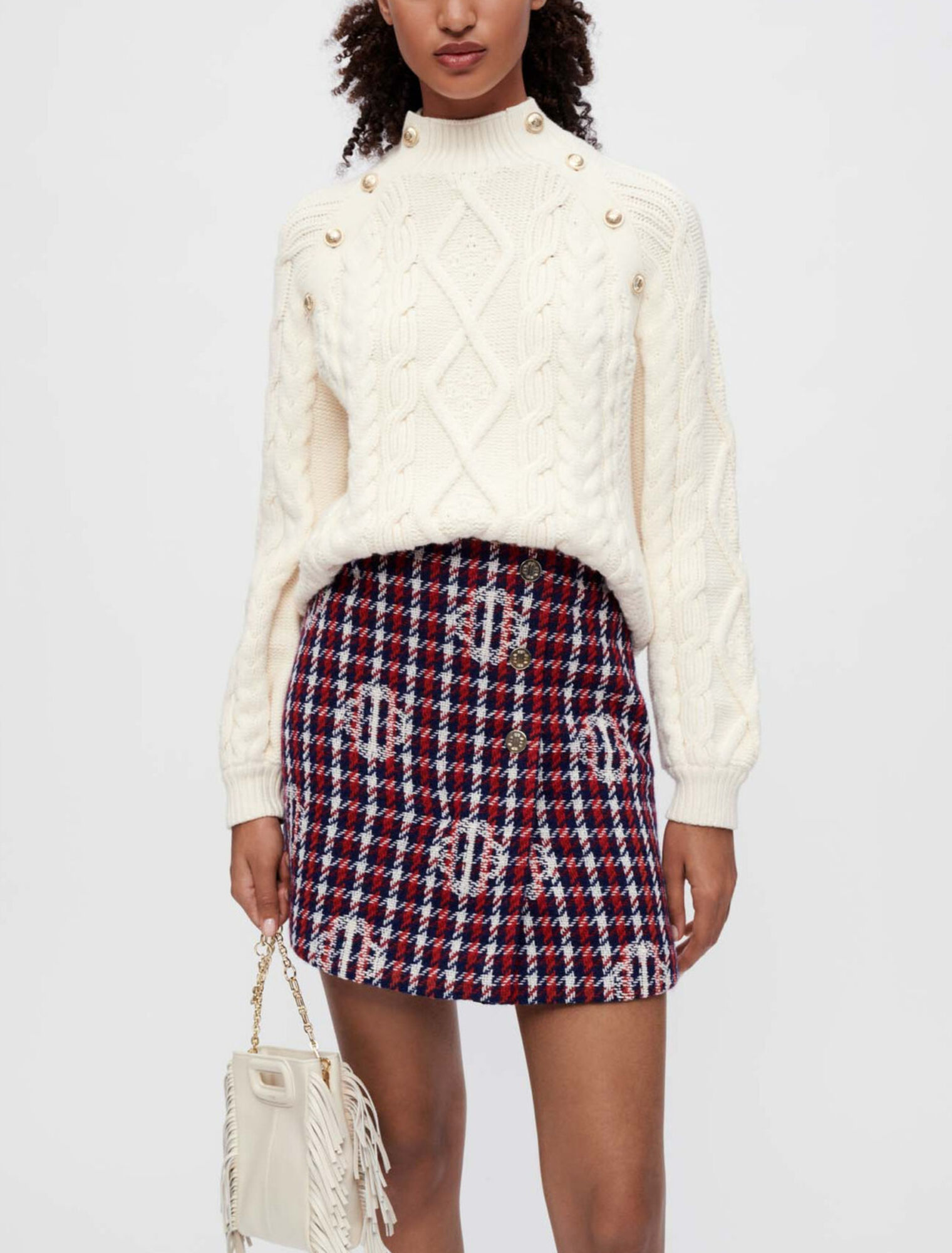 Falda jacquard de cuadros Clover