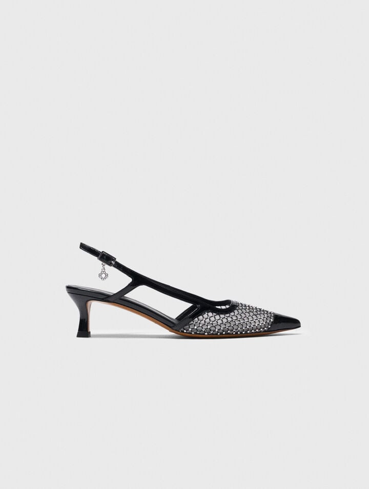 Zapatos de tacón de mesh con strass