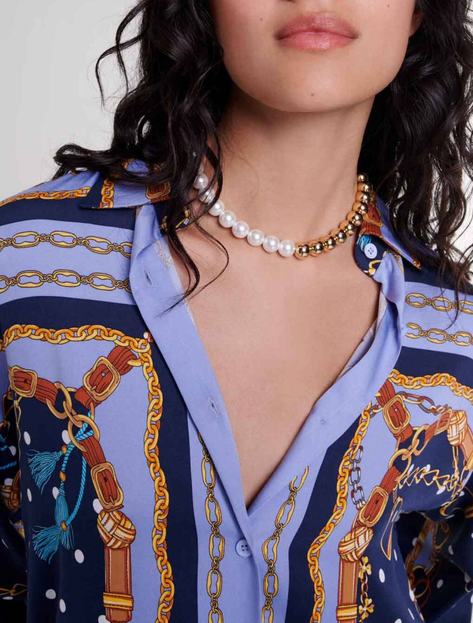 Camisa satinada estampada