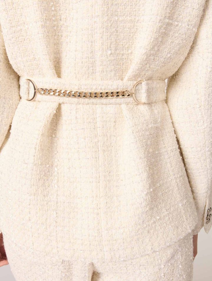 Chaqueta de tweed con cinturón