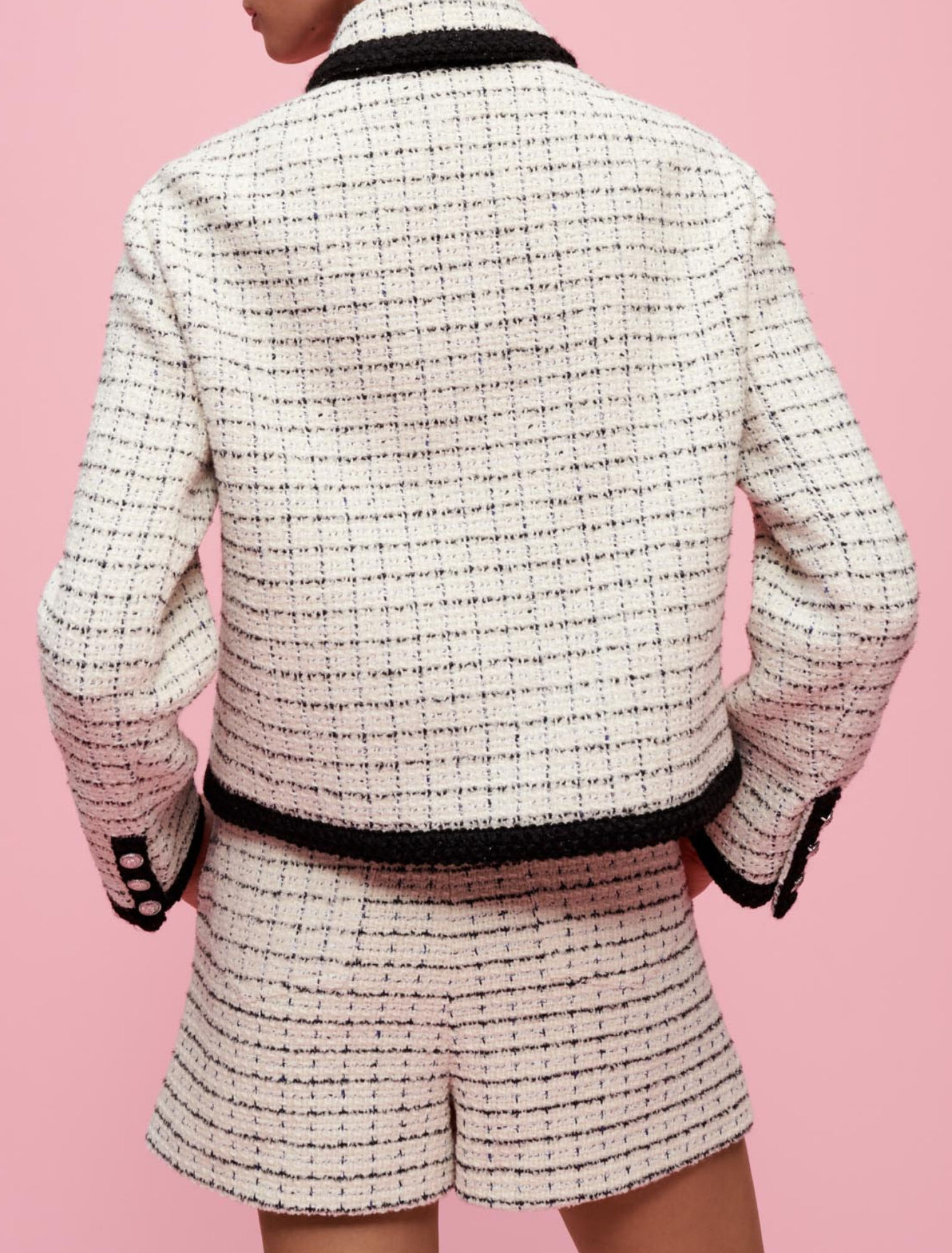 Chaqueta tweed moteado a cuadros